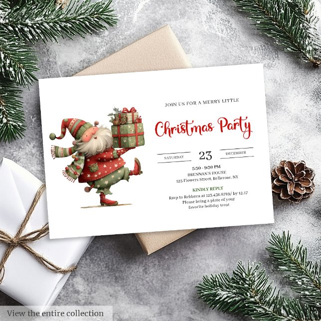 Funny Santa Claus Modern Red Green Holiday Invite Einladung (Funny Santa Claus Modern Red Green Holiday Invitation

)