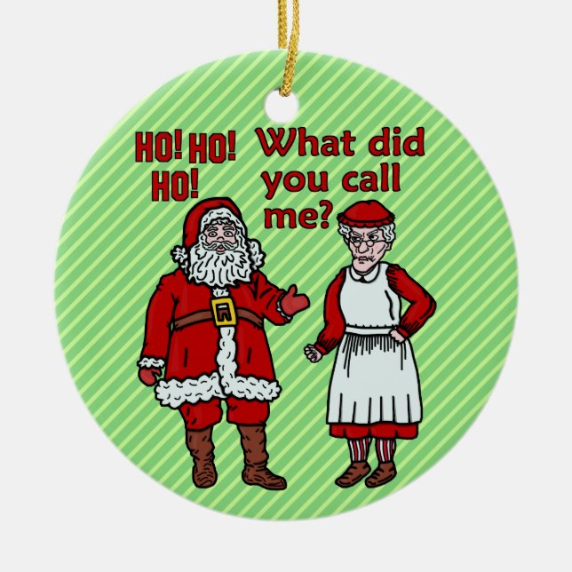 Funny Santa Claus & Mrs. Christmas Keramik Ornament (Vorne)