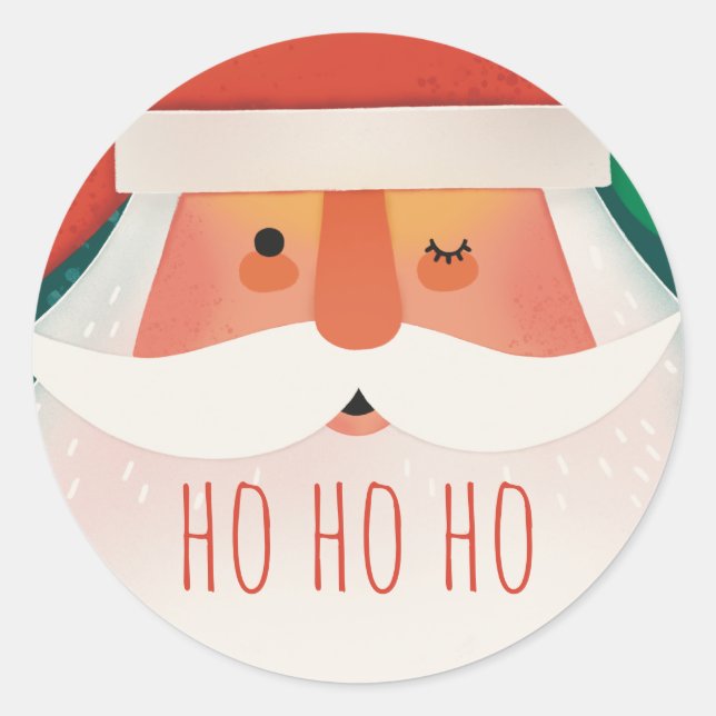 Funny Santa Claus | Niedliches Weihnachtsfest Ho H Runder Aufkleber (Vorderseite)