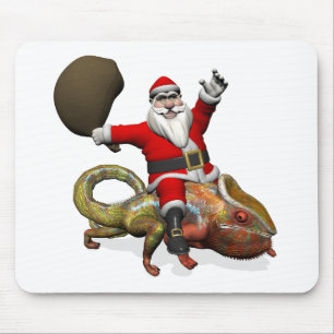 Funny Santa Claus On Huge Panther Chameleon Mousepad