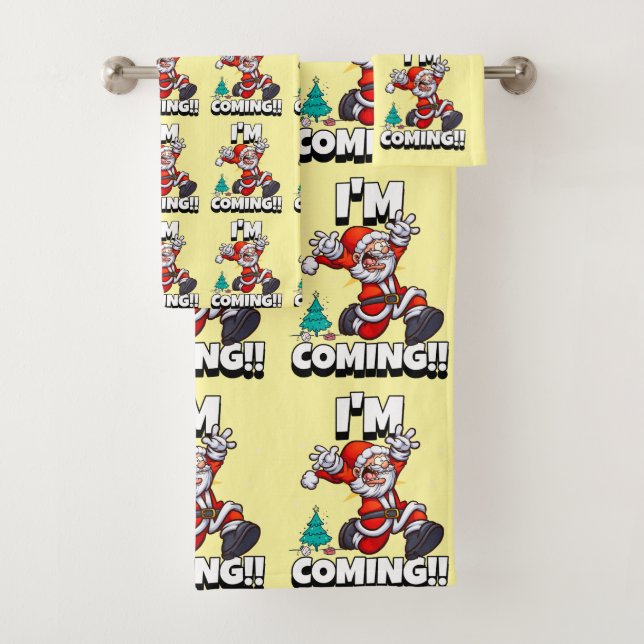 Funny Santa Claus Pattern Humorale Weihnachten Badhandtuch Set (Insitu)