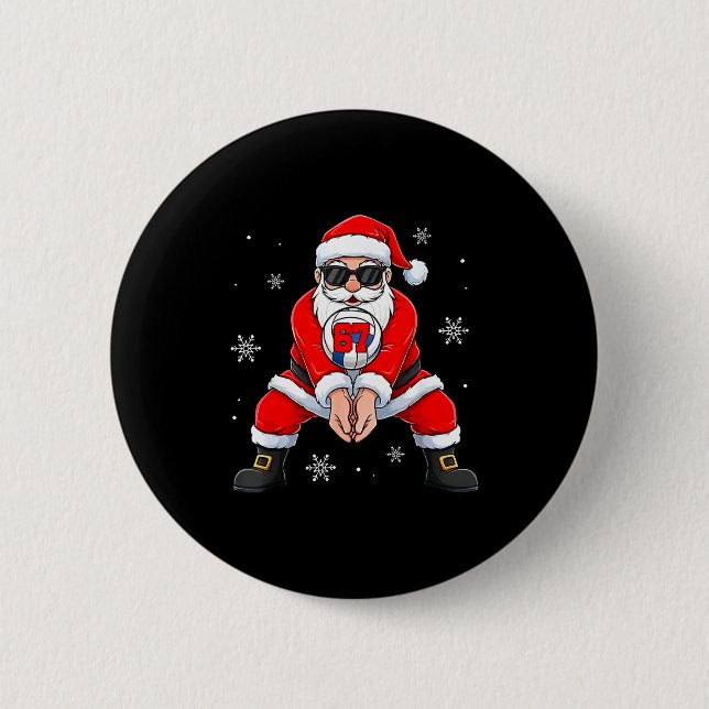 Funny Santa Claus Playing Volleyball Six Seven Chr Button (Vorderseite)