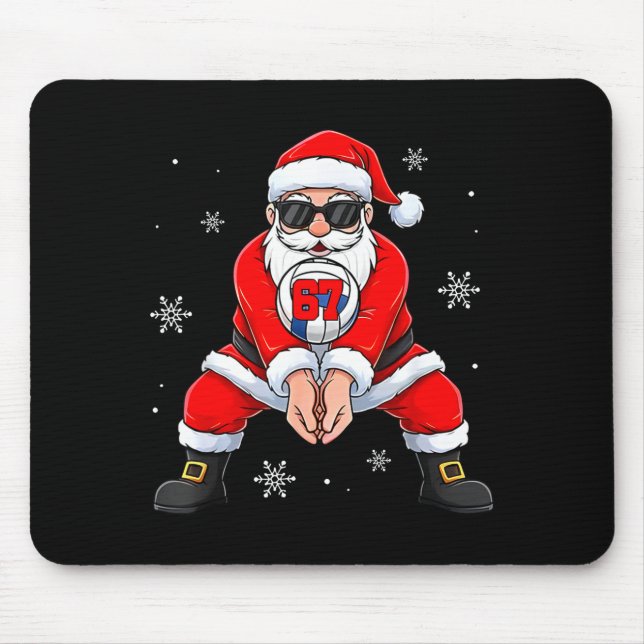 Funny Santa Claus Playing Volleyball Six Seven Chr Mousepad (Vorne)