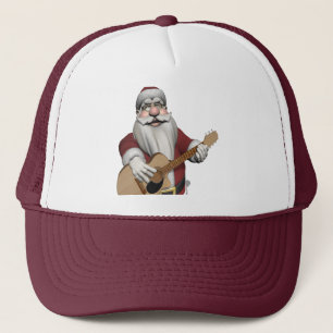 Funny Santa Claus Plays Akkuustikgitarre Truckerkappe