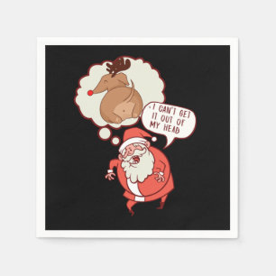 Funny Santa Claus Reindeer New Year Christmas Gift Serviette