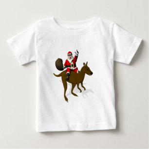 Funny Santa Claus Reiten auf Kangaroo Baby T-shirt