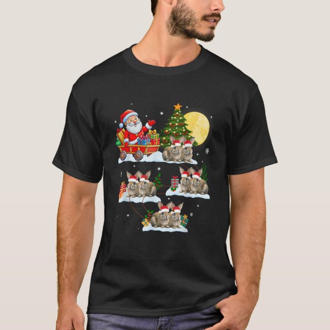 Funny Santa Claus Riding Bunny Rabbit Sleigh Chris T-Shirt (Vorderseite)