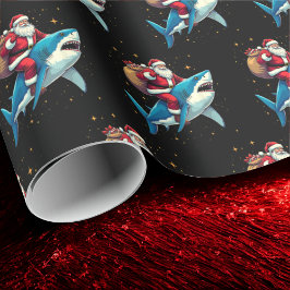 Funny Santa Claus Riding Hai Weihnachtsgeschenk Geschenkpapier
