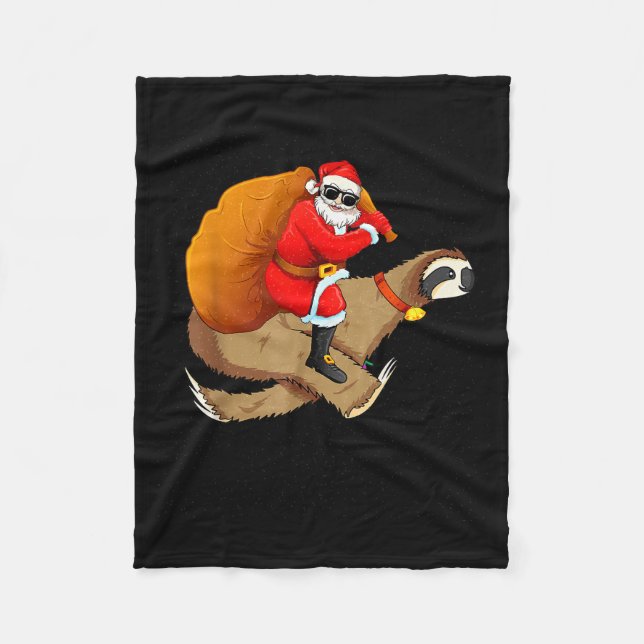 Funny Santa Claus Riding Sloth Christmas Boys Men  Fleecedecke (Vorderseite)