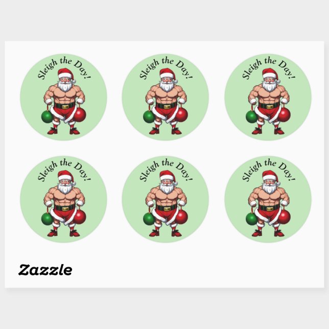 Funny Santa Claus Runder Aufkleber (Blatt)