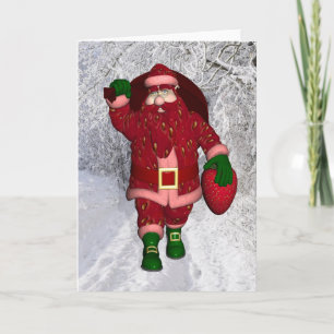 Funny Santa Claus Strawberry Bauer Feiertagskarte
