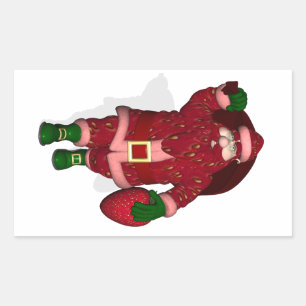 Funny Santa Claus Strawberry Bauer Rechteckiger Aufkleber