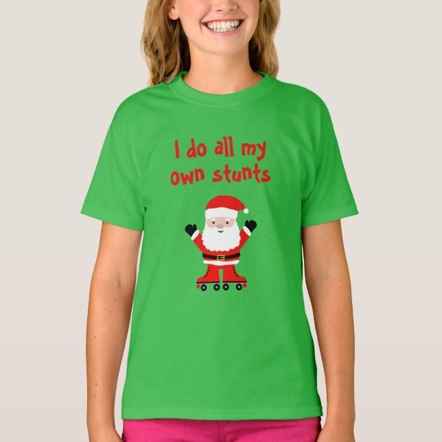 Funny Santa Claus sur roller skates t-shirt enfant (Devant)