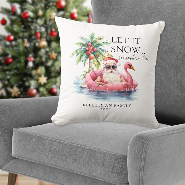 Funny Santa Claus Tropical Beach Weihnachten Kissen (Funny Santa Claus Tropical Beach Christmas Throw Pillow)
