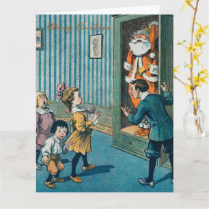 Funny Santa Clubs Vintage Kunst Ferienkarte Karte