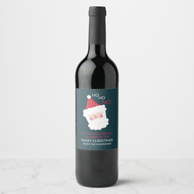 Funny Santa Contemporary Christmas Weinetikett (Vorderseite)