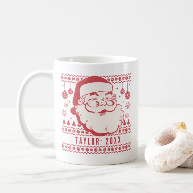 Funny Santa Custom Pickleball Weihnachtsgeschenk Kaffeetasse (Mit Donut)
