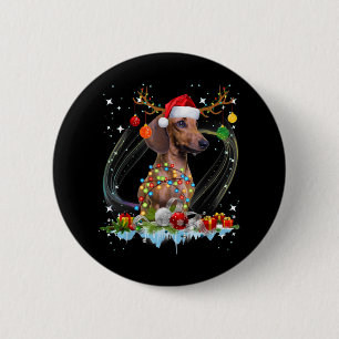 Funny Santa Dackel Rentier Weihnachten Button