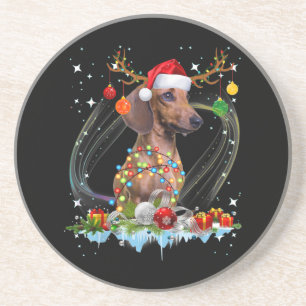 Funny Santa Dackel Rentier Weihnachten Getränkeuntersetzer