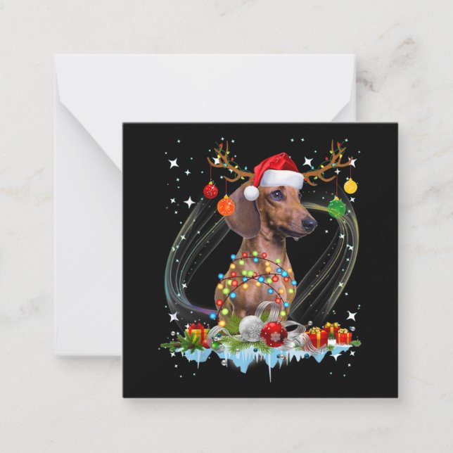 Funny Santa Dackel Rentier Weihnachten Mitteilungskarte (Vorderseite)