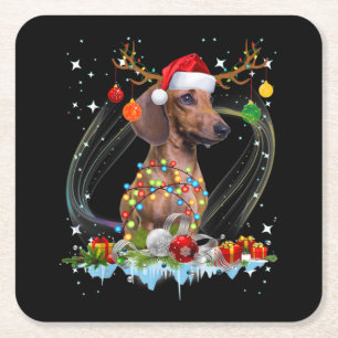 Funny Santa Dackel Rentier Weihnachten Rechteckiger Pappuntersetzer