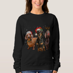 Funny Santa Dackel Rentier Weihnachtsmannmütze Wei Sweatshirt