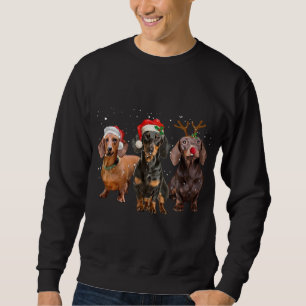 Funny Santa Dackel Rentier Weihnachtsmannmütze Wei Sweatshirt