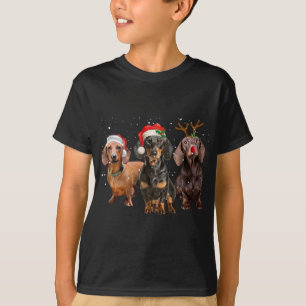 Funny Santa Dackel Rentier Weihnachtsmannmütze Wei T-Shirt