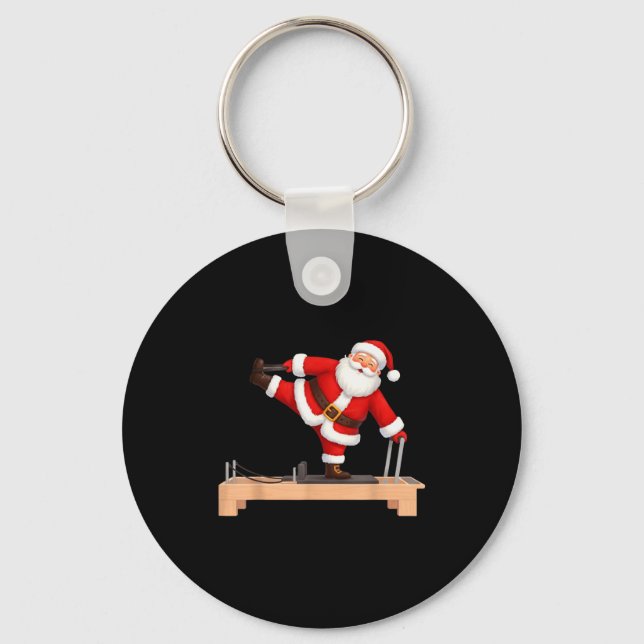 Funny Santa Doing Reformer Lates Christmas Xmas La Schlüsselanhänger (Vorderseite)