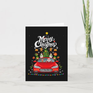 Funny Santa Driving Wagon Red Truck Weihnachtsbaum Karte