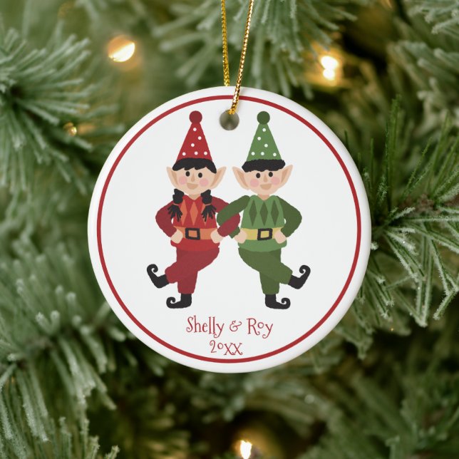 Funny Santa Elves Ornament mit Namen (Baum)