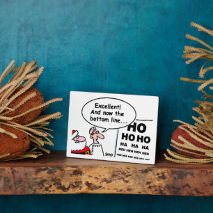 Funny Santa & Eye Doctor Cartoon WeihnachtsPlaque Fotoplatte