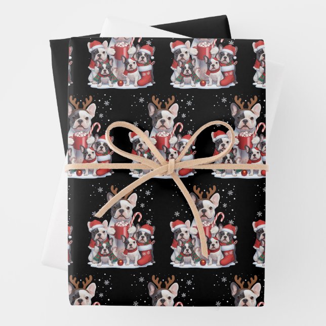 Funny Santa French Bulldog Dogs Christmas Xmas  Geschenkpapier Set (Beispiel)