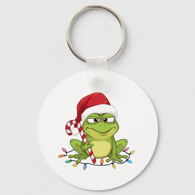 Funny Santa Frog Christmas Shirt - Cute Frog with  Schlüsselanhänger (Vorderseite)
