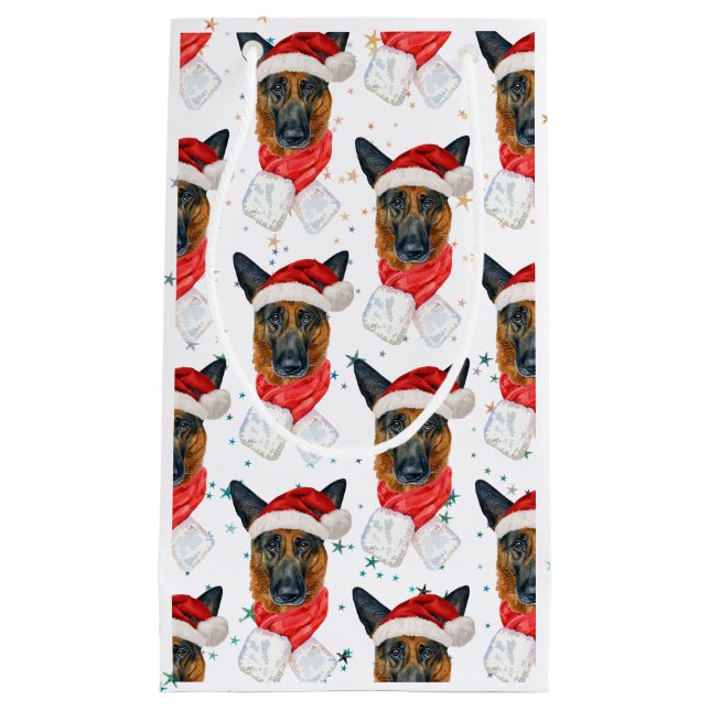Funny Santa German Shepherd Breed Christmas Dog Kleine Geschenktüte (Vorderseite)