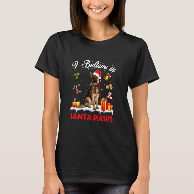 Funny Santa German Shepherd Claus Dog Christmas De T-Shirt (Vorderseite)