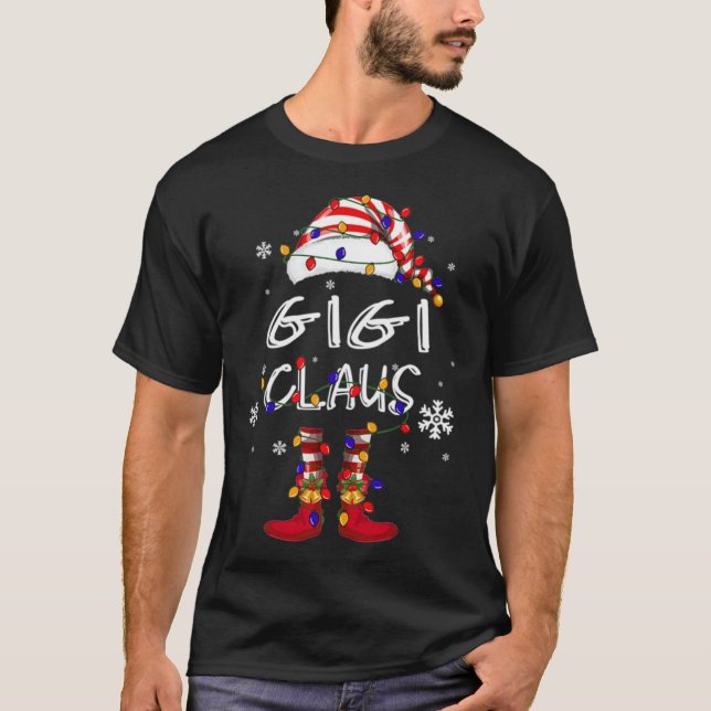 Funny Santa Gigi Claus Elf Frohe Weihnachtsgeschen T-Shirt (Vorderseite)