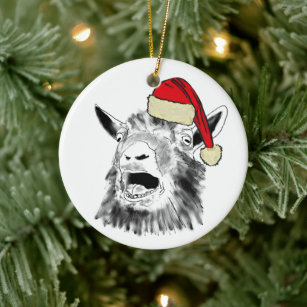 Funny Santa Goat schrie Keramik Ornament