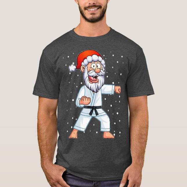 Funny Santa Hat Christmas Karate Kids  For Boys T-Shirt (Vorderseite)