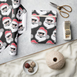 Funny Santa Head mit Brille Coole moderne Weihnach Geschenkpapier