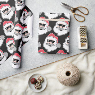 Funny Santa Head mit Brille Coole moderne Weihnach Geschenkpapier