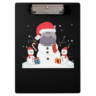 Funny Santa Hippo Weihnachten Snowman Xmas Geschen Klemmbrett