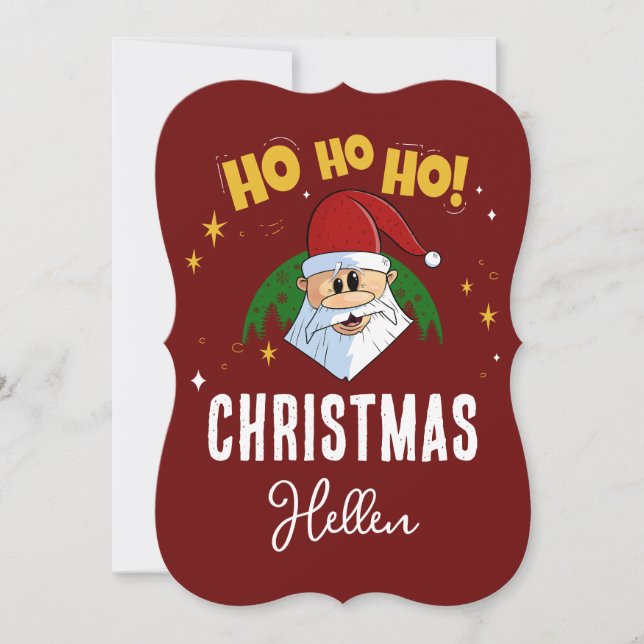 Funny Santa Ho Ho Weihnachten mit deinem Namen (Vorderseite)