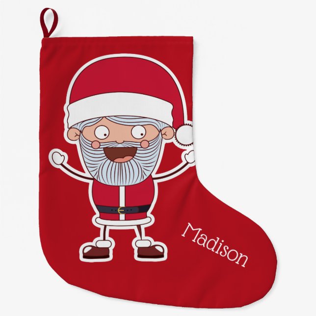 Funny Santa individuelle Name Weihnachten Strumpf Großer Weihnachtsstrumpf (Vorderseite)