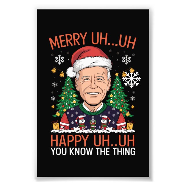 Funny Santa Joe Biden Merry Äm Christmas Ugly Fotodruck (Vorne)