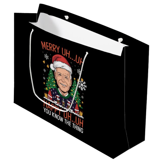 Funny Santa Joe Biden Merry Äm Christmas Ugly Große Geschenktüte (Vorderseite Schrägansicht)