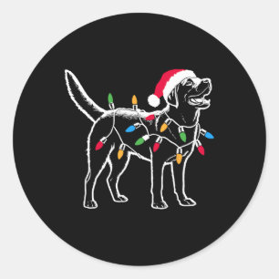 Funny Santa Labrador Retriever Christmas Lights Do Runder Aufkleber