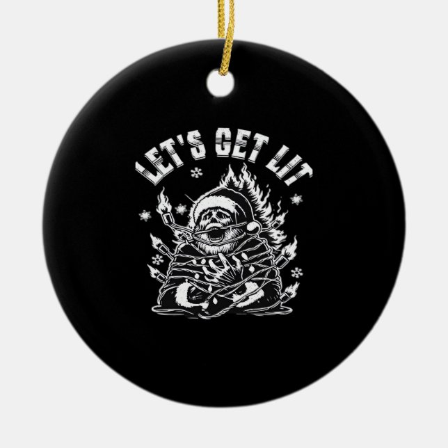 Funny Santa Let's Get Lit Classic Keramik Ornament (Vorne)