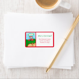 Funny Santa mit Rudolph Playing Golf Xmas Bunker Adressaufkleber