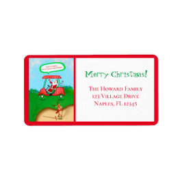 Funny Santa mit Rudolph Playing Golf Xmas Bunker Adressaufkleber